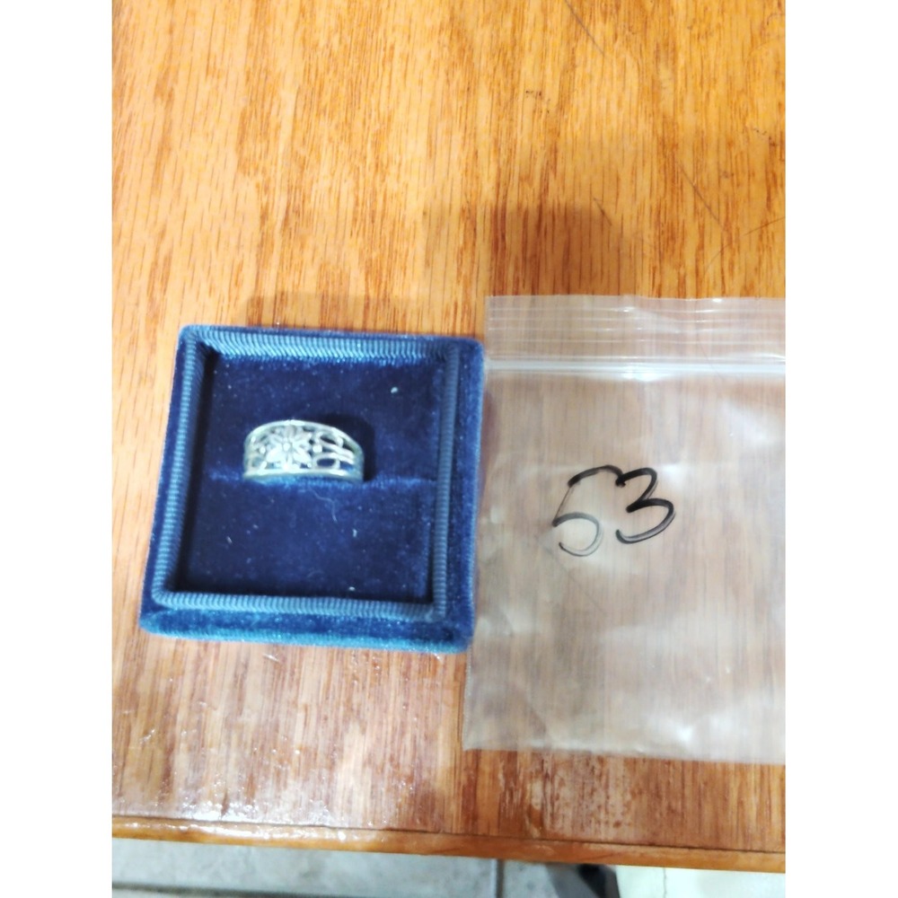 Floral Filigree Cutout Band Ring 925 silver Flower Openwork Size 7.75 8 Womens